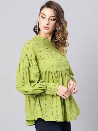 Women's Green & Blue Striped Tunic