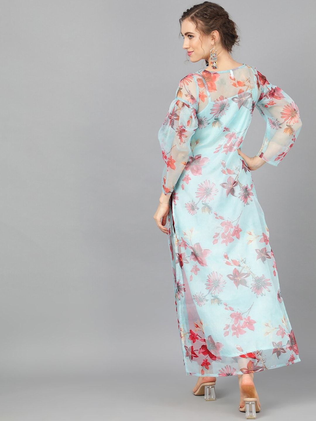 Women's  Turquoise Blue Printed Straight Kurta