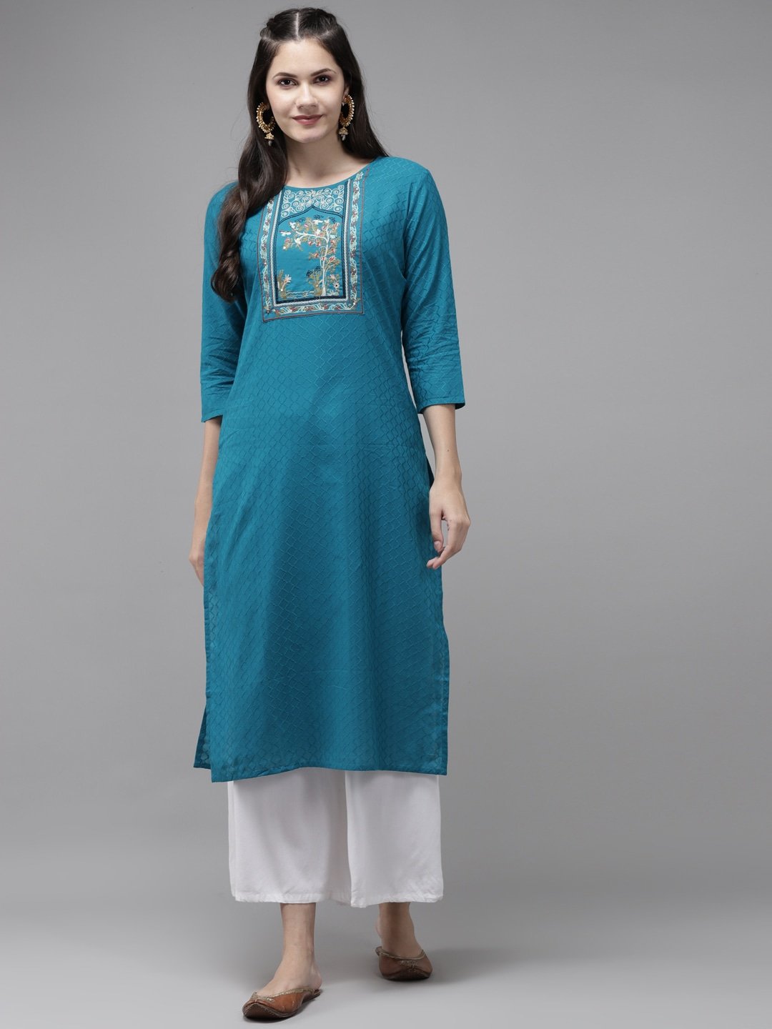 Women's Blue Yoke Design Kurta