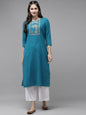 Women's Blue Yoke Design Kurta
