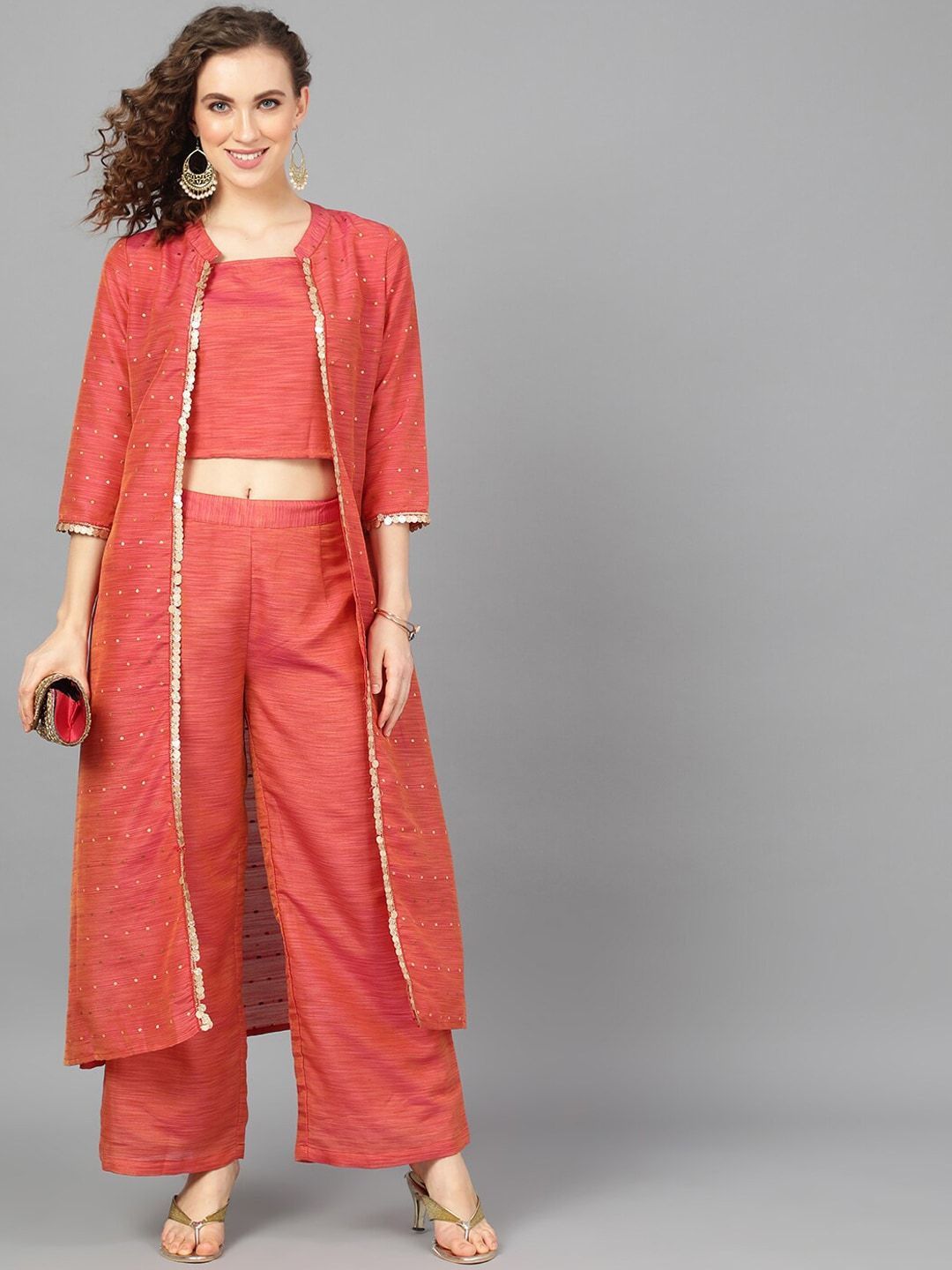 Women's Self Design Top with Palazzos