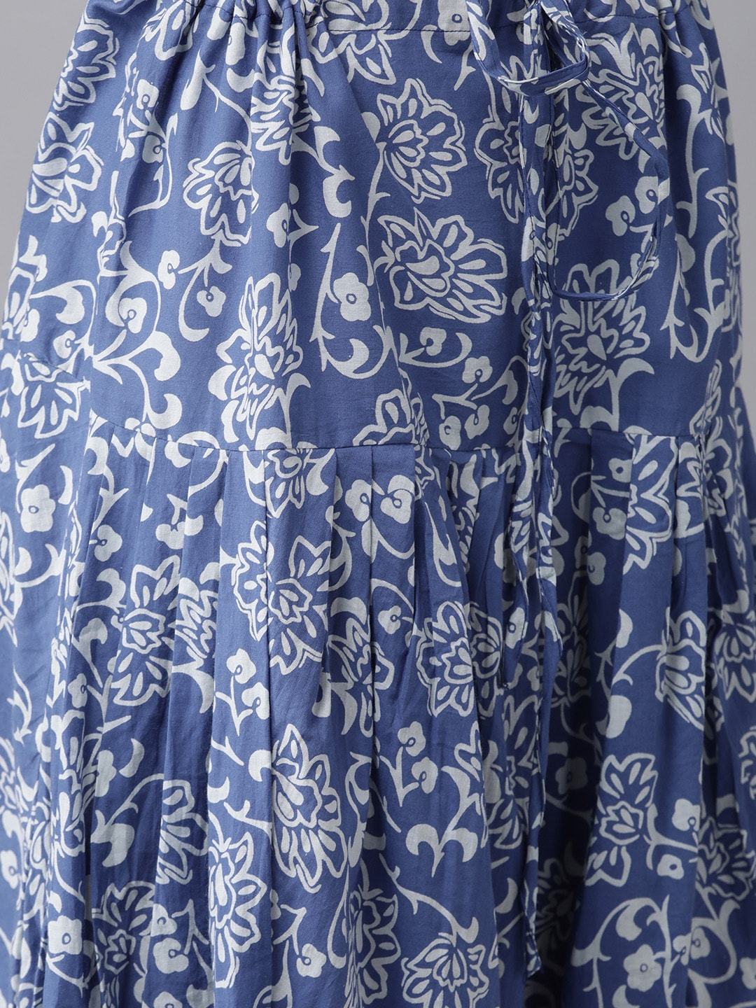 Women's  Blue & White Printed Kurta with Salwar & Dupatta