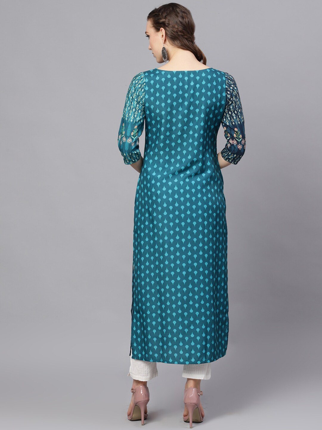 Women's  Blue Printed Anarkali Kurta
