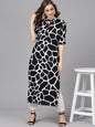 Women's  Black & White Printed Straight Kurta