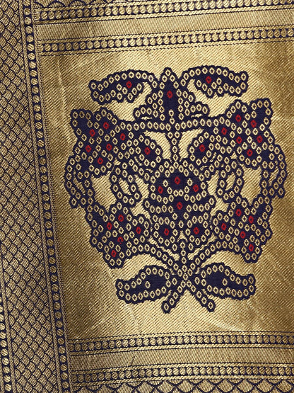 Women's Navy Blue Zari Worked Dupatta