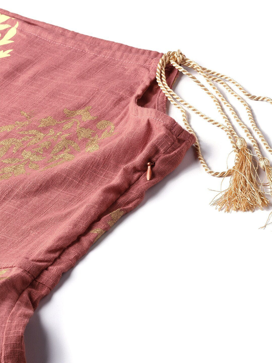 Women's  Pink & Golden Printed Maxi Dress