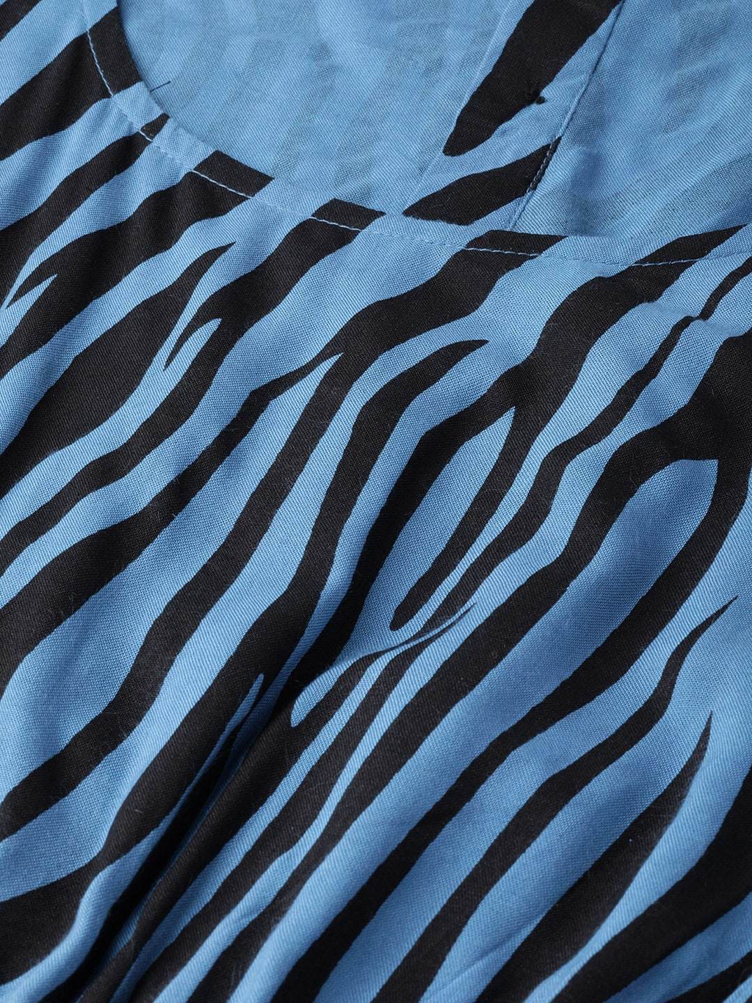 Women's  Blue & Black Animal Print Basic Jumpsuit