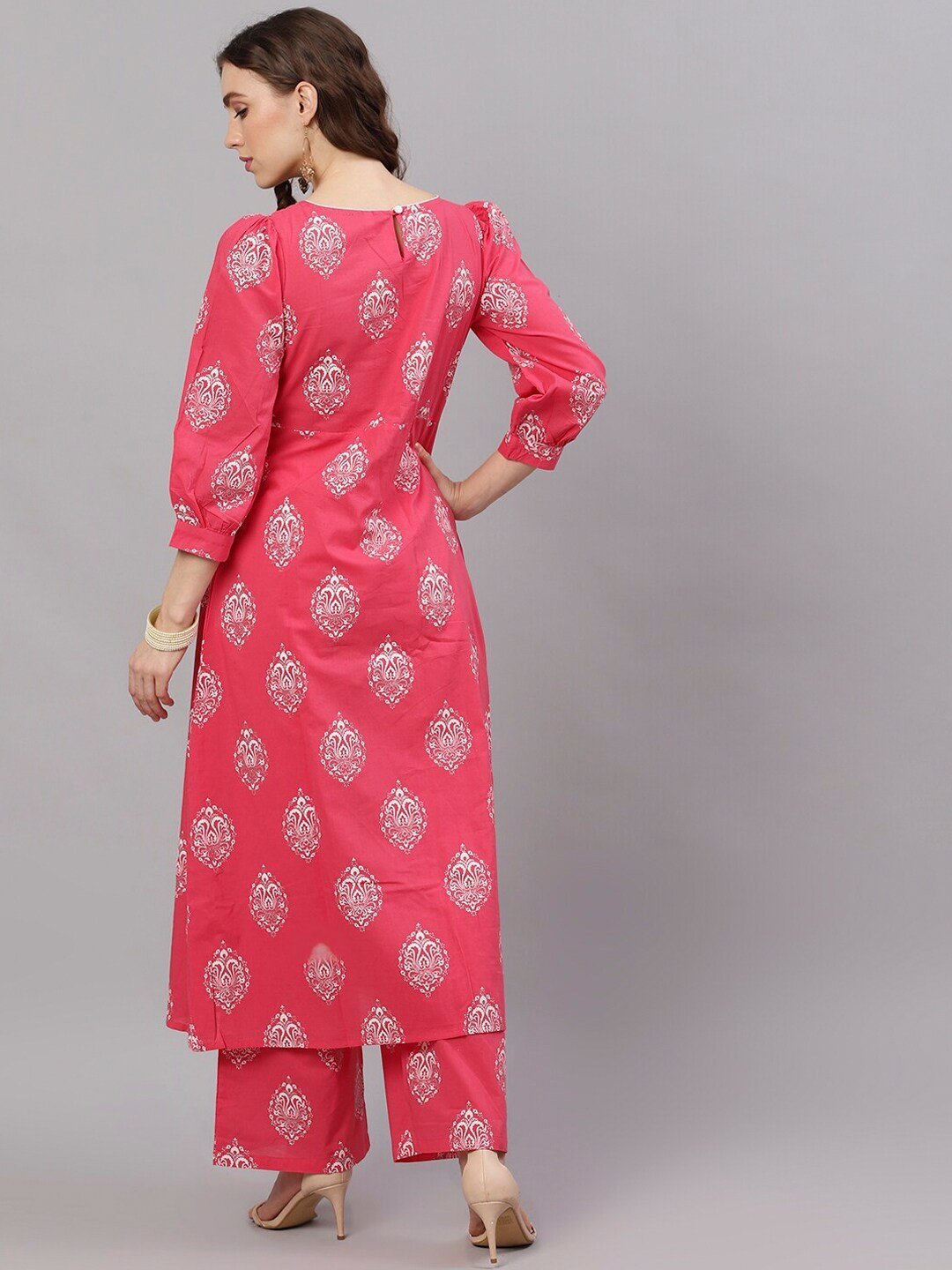 Women's  Pink & Yellow Yoke Design Anarkali Kurta