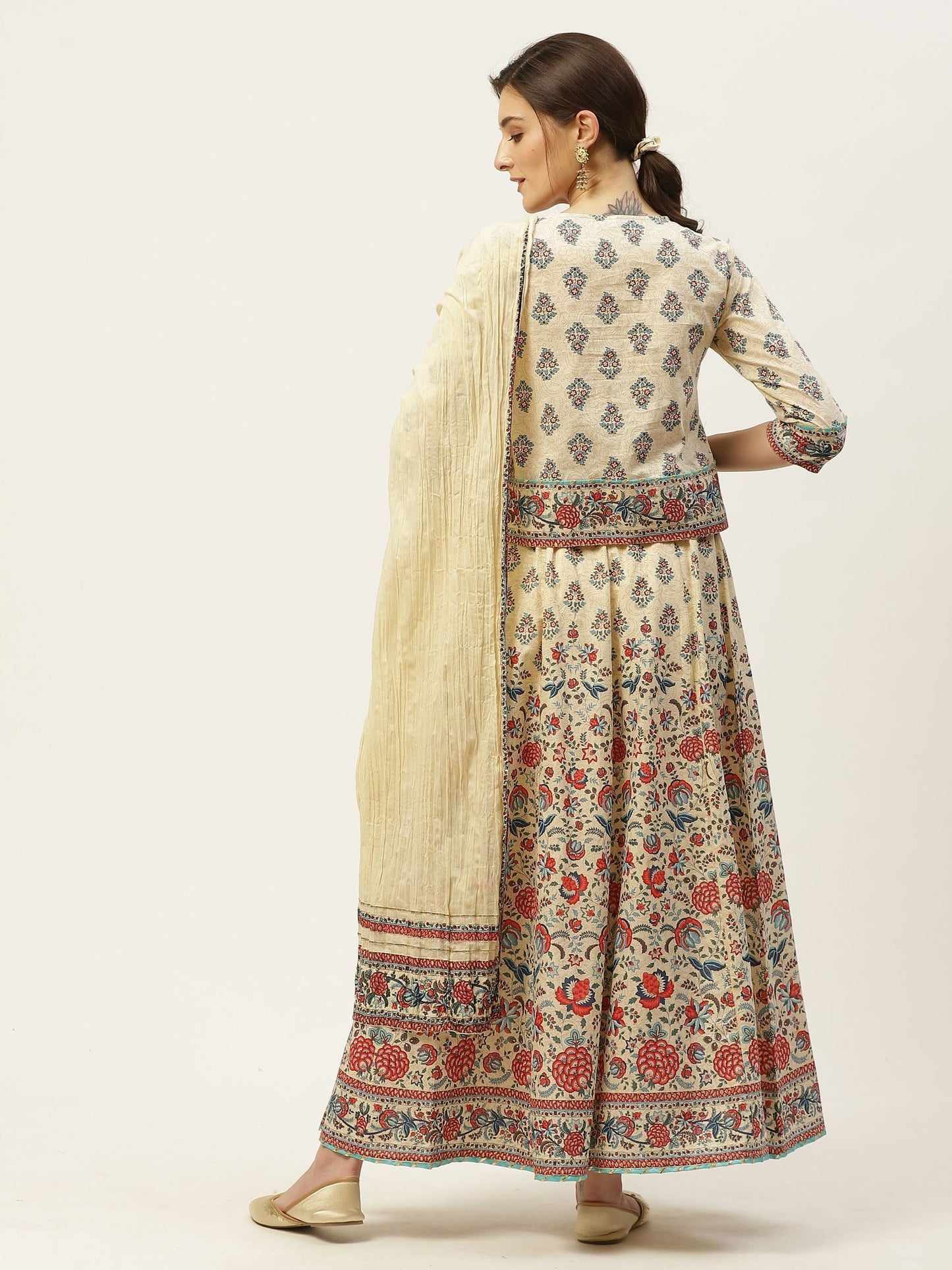 Women's Printed Lehenga Choli Dupatta Set