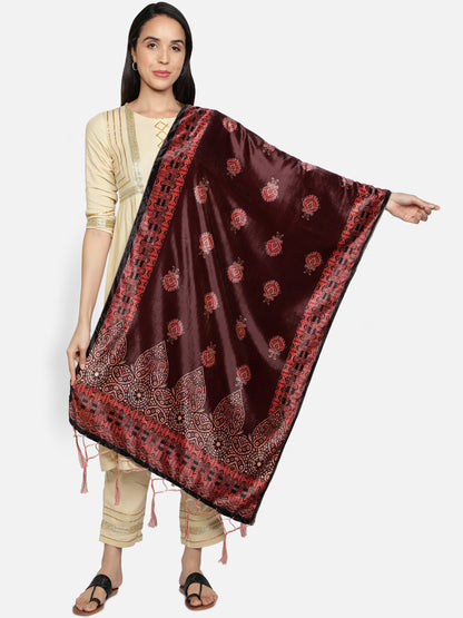 Women's Multicolored Polyster Velvet  Digital Printed Dupatta