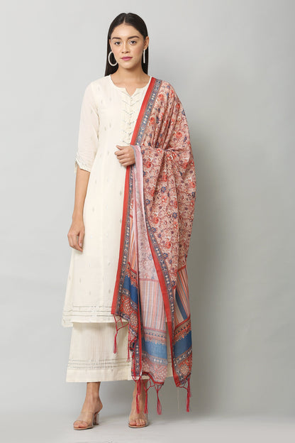 Women's Red Color Bandhani Digital Printed Dupatta