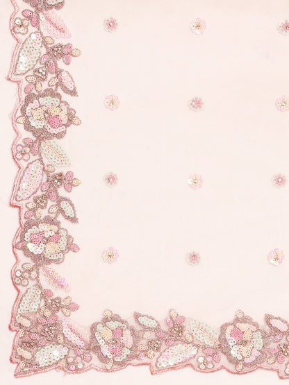 Women 's Pink Net Multi Sequins with heavy Zarkan embroidery Ready to Wear Lehenga choli & Dupatta