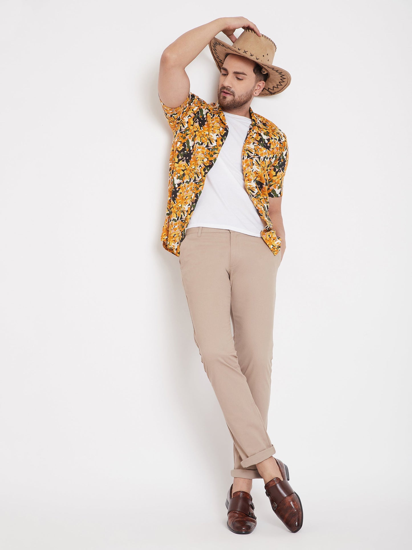 Men's Orange Summer Casual Shirt
