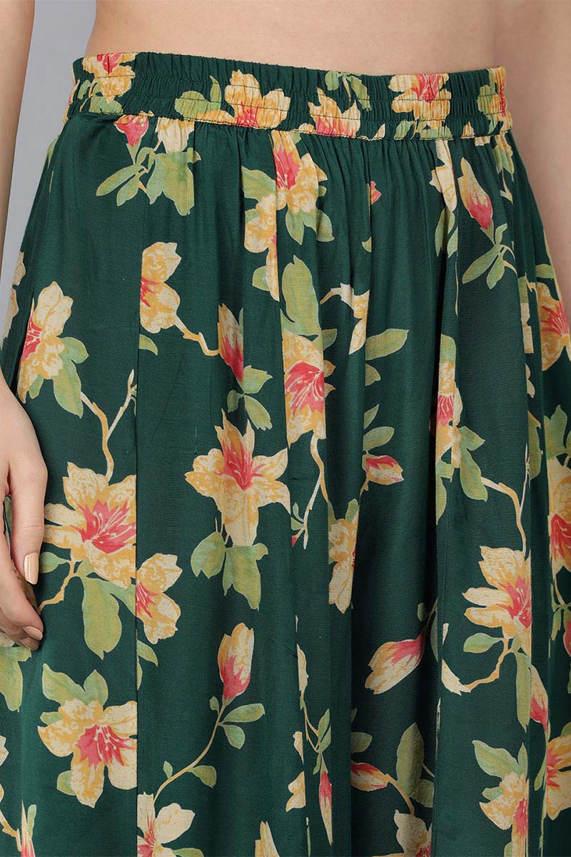 Women's Chanderi Silk Floral Printed Kurta With Pant