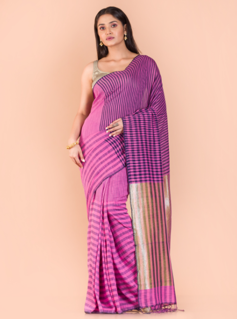Women's Multicolor handwoven cotton saree