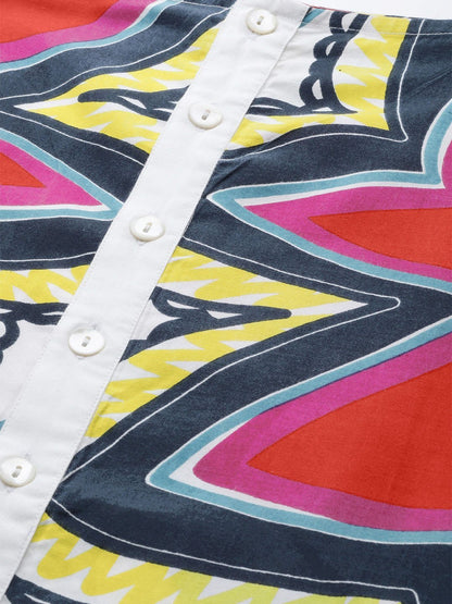 Women's  White Printed A-Line Dress
