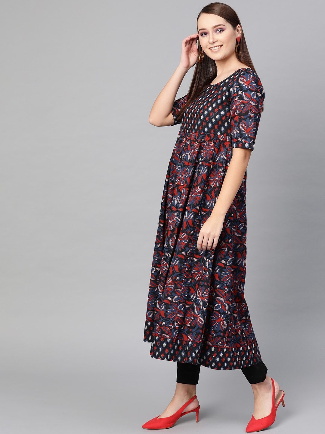Women's  Multicoloured Printed Anarkali Kurta