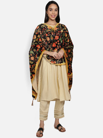 Women's Multicolored Polyster Velvet  Digital Printed Dupatta