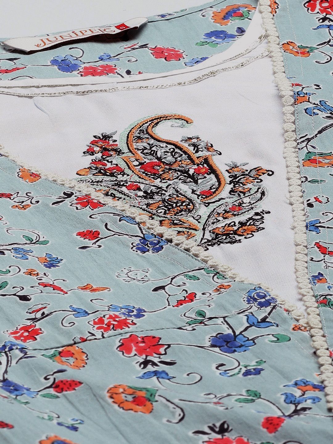 Women's Kurta Pant Set with Printed Jacket