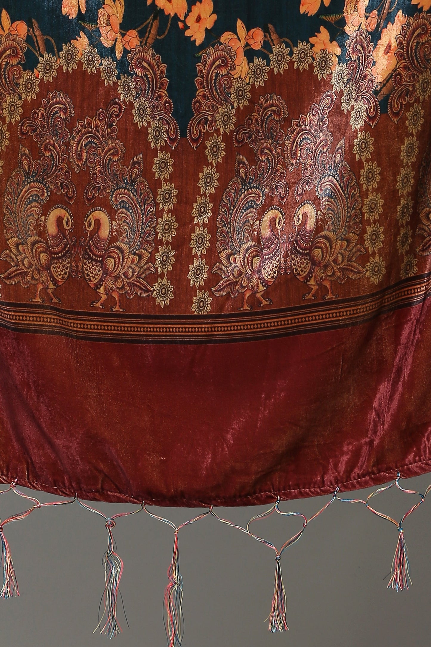 Women's Maroon Color Polyster Velvet  Digital Printed Dupatta