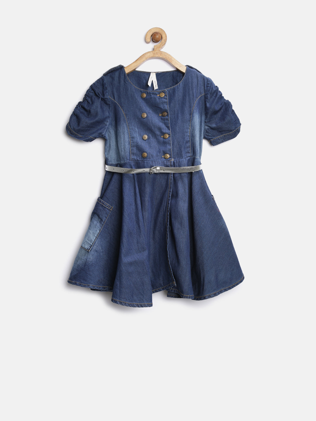 Girl's Denim Cinderella Dress With Belt - S
