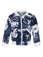 Girl's  Polyester Black Rose Printed Bomber Jacket - S