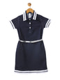 Girl's  Yellow And Blue Floral Dress With Attached Shrug - S