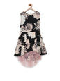 Girl's  Fuschia Printed Asymetrical Hemline Dress - S