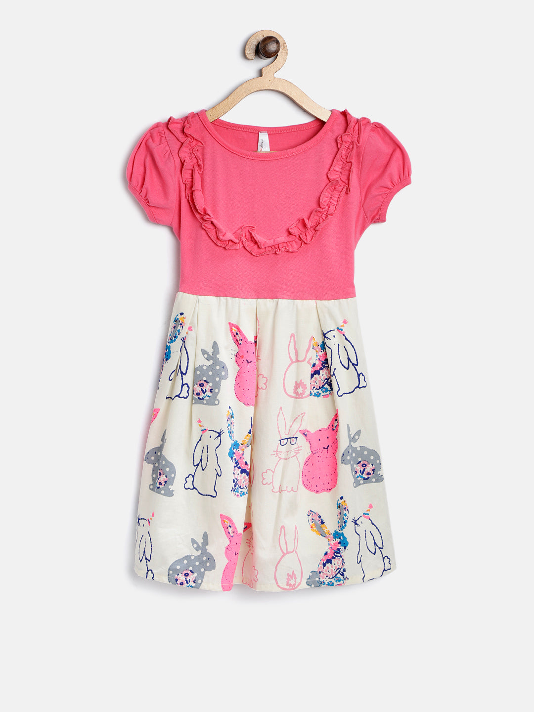 Gilr's Denim And Print Dress - S
