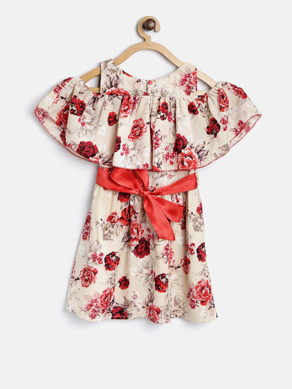 Gilr's Cotton Dress With Cat Print - S