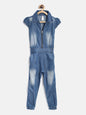 Gilr's Denim Ice Blue Wash Jumpsuit - S
