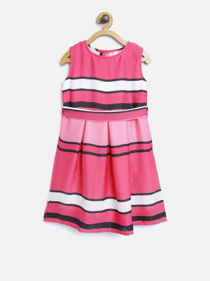 Gilr's Multitier Embellished Pink Net Party Dress - S