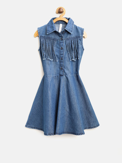 Gilr's Floral Hi Lo Party Dress With Net Inset - S