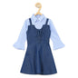 Gilr's Denim Fringe Dress With Front Button - S