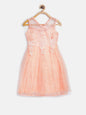 Gilr's Berry Pink Pearls And Embroidered Party Dress - S