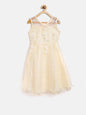 Gilr's Orange Flowers And Pearls Embellished Party Dress - S