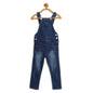 Girl's Lycra Denim Dungaree With Red Patch Distress - S