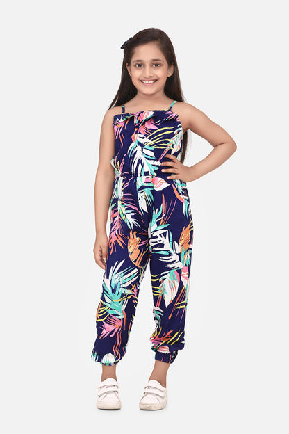 Girl's Polka Printed Cotton Twill Shorts Style Dungaree - S