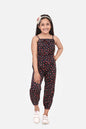 Girl's Red Printed Rayon Jumpsuit - S