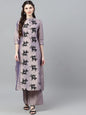 Women Purple A-Line Silk Kurta With Palazzo Set by AKS (2 P