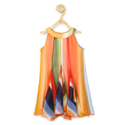 Girl's  Gils Floral Dress With Asymmetric Hemline - S