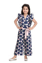 Girl's  Abstract Print Playsuit With Side Ruffle - S