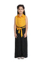 Girl's  Polka Printed Jumpsuit With Ruffle Sleeve - S
