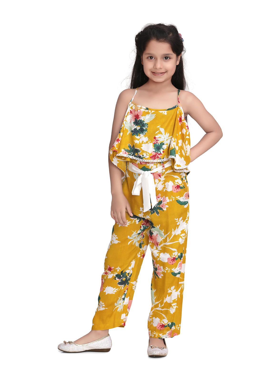 Girl's Blue And Pink Stripe Cherry Jumpsuit - S