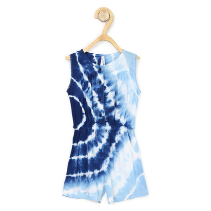 Girl's Blue Rayon Shorts Style Playsuit - S