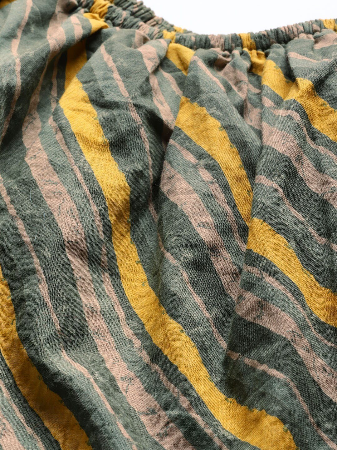 Women's  Olive Green & Mustard Yellow Floral Printed Maxi Off-Shoulder Tiered Dress