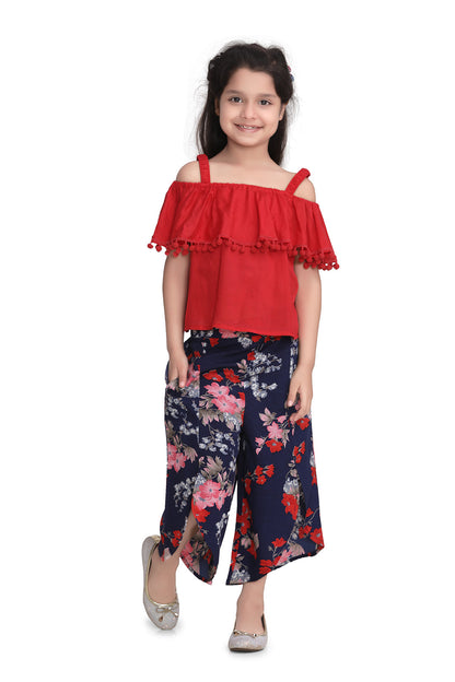 Girl's Rainbow Stripe Crop Top And Pallazo Set - S