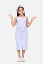 Girl's  Cotton Blend Yellow Stripe 3/4Th Jumpsuit - S