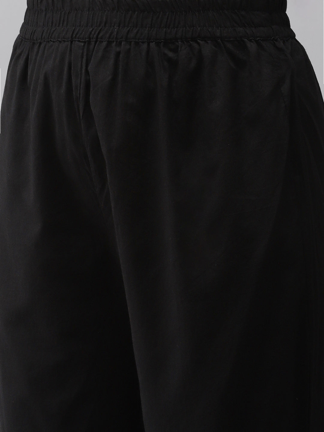 Women's Black Patch Work Kurta With Palazzo & Dupatta