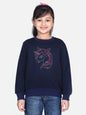 Girl's  Pink Crystal Unicorn Embellished Winter Sweatshirt - S
